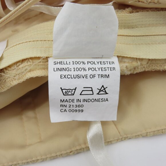 Y2K Womens 12 Juniors 11 Beige Yellow Beaded Corset Spaghetti Tank Top Shirt Bow - Picture 11 of 13